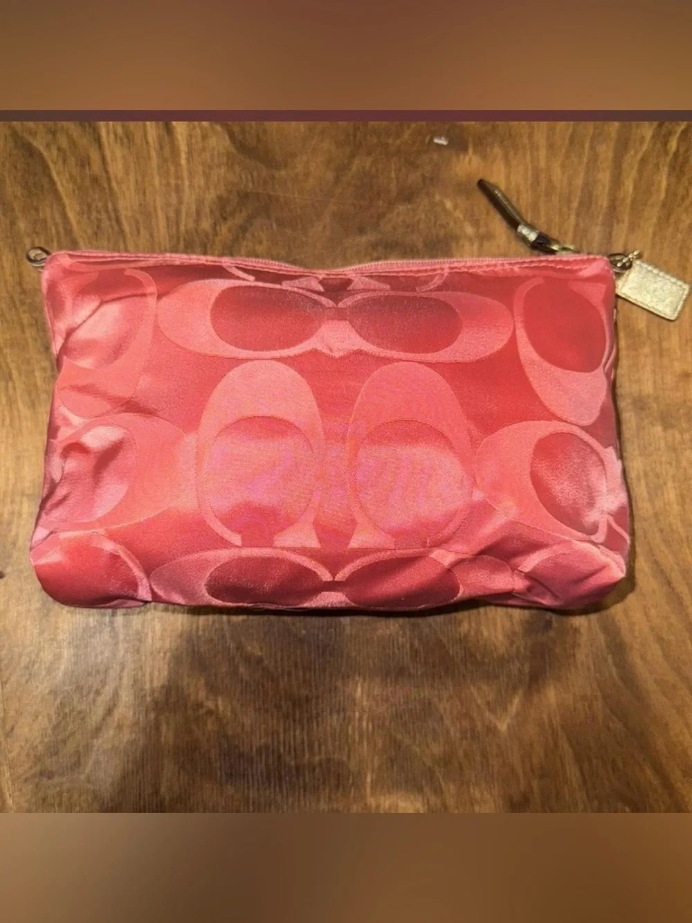 Coach Coral Signature cosmetic bag
